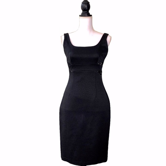 DAVID MEISTER BLACK BODYCON SLEEVELESS EVENING DRESS - Picture 16 of 16